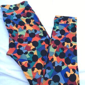 Disney OS One Size Leggings LulaRoe Rainbow Geometric Mickey Minnie Bow Triangle
